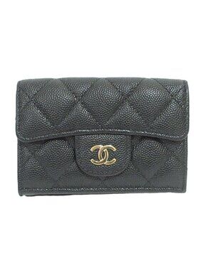 Chanel Caviar Leather Quilted Classic Small Flap Wallet Black